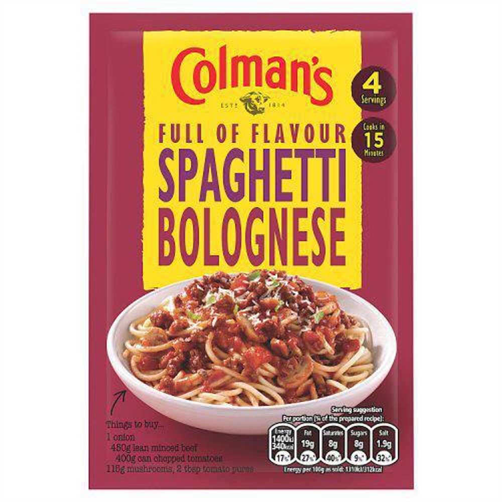 Colmans spaghetti bolognese how much water