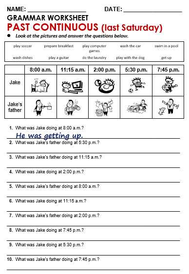 Grammar worksheet past continuous