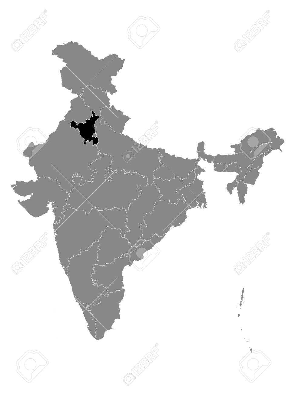 Presentación de Haryana en el mapa de India